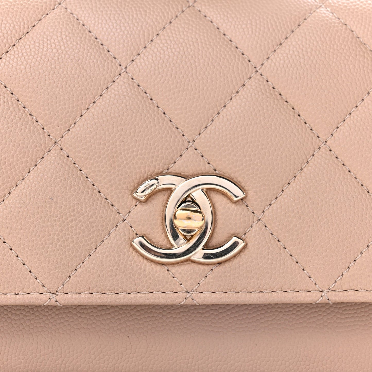 Caviar Quilted Small Business Affinity Flap Beige