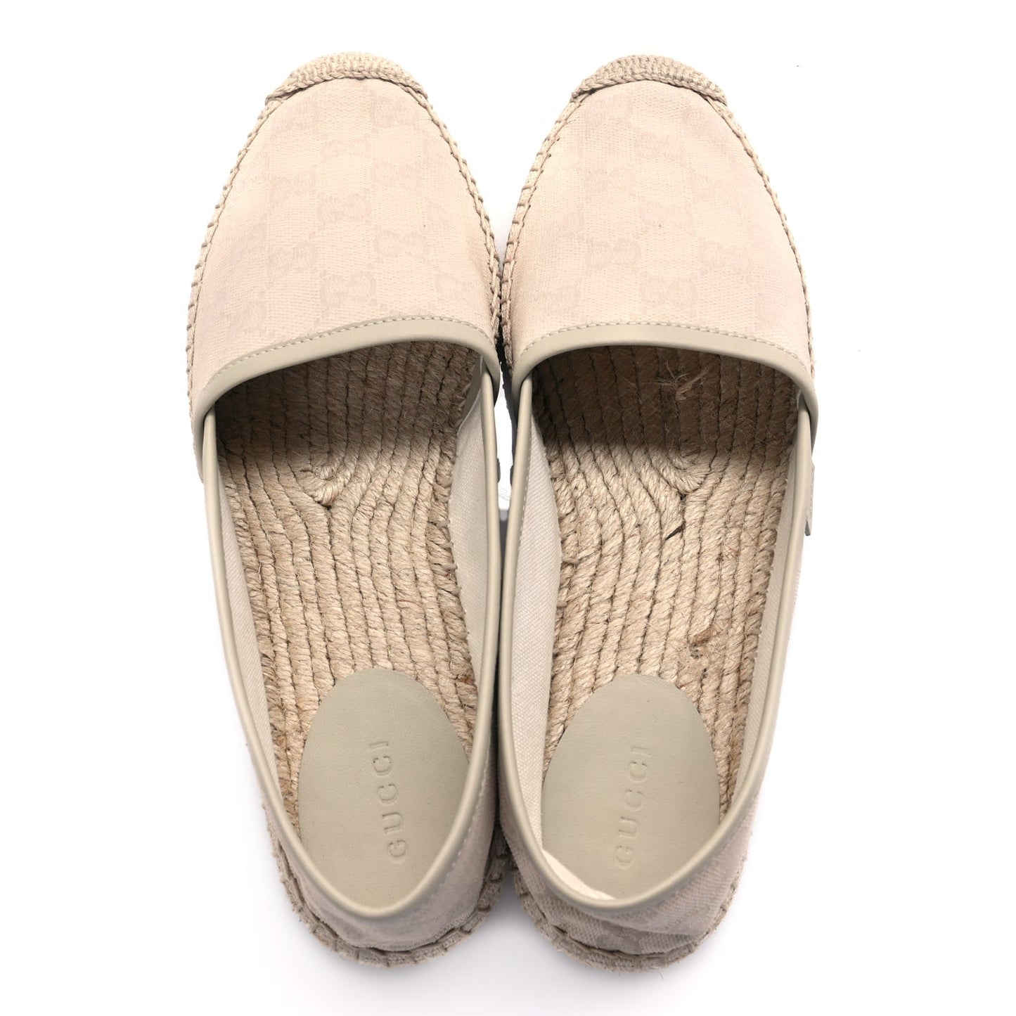 Washed Cotton Miro Soft Calfskin GG Monogram Espadrilles 38 White Mystic