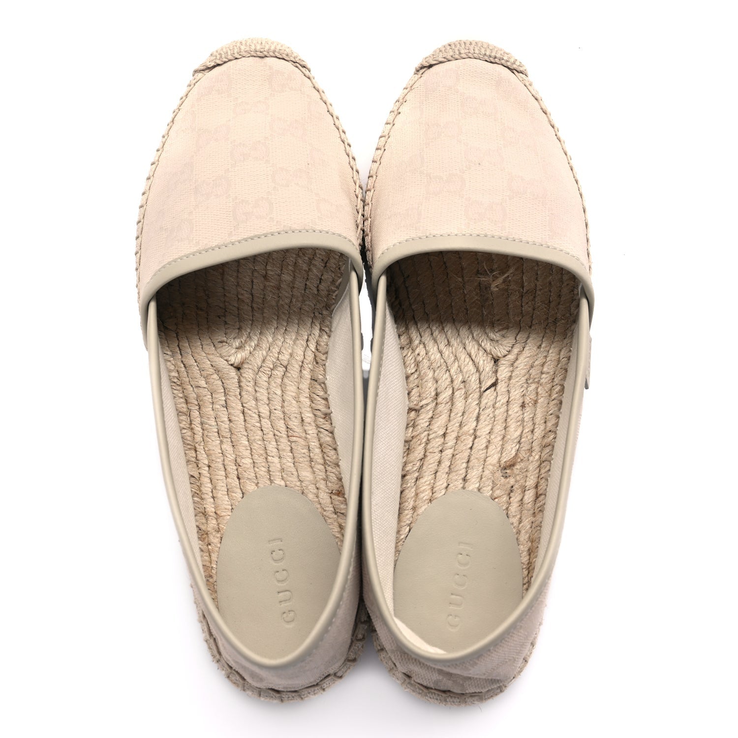 Gucci Washed Cotton Miro Soft Calfskin GG Monogram Espadrilles 38 White Mystic 7 of 10