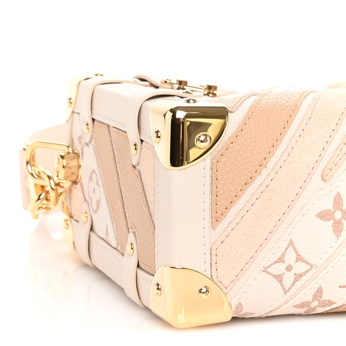 Louis Vuitton Calfskin Monogram Patchwork Side Trunk MM Quartz White Dune 7 of 8