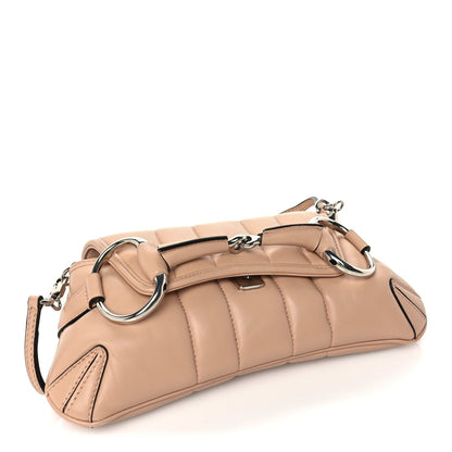 Gucci Nappa Vertical Matelasse Small Maxi Horsebit Chain Shoulder Bag Beige 3 of 8
