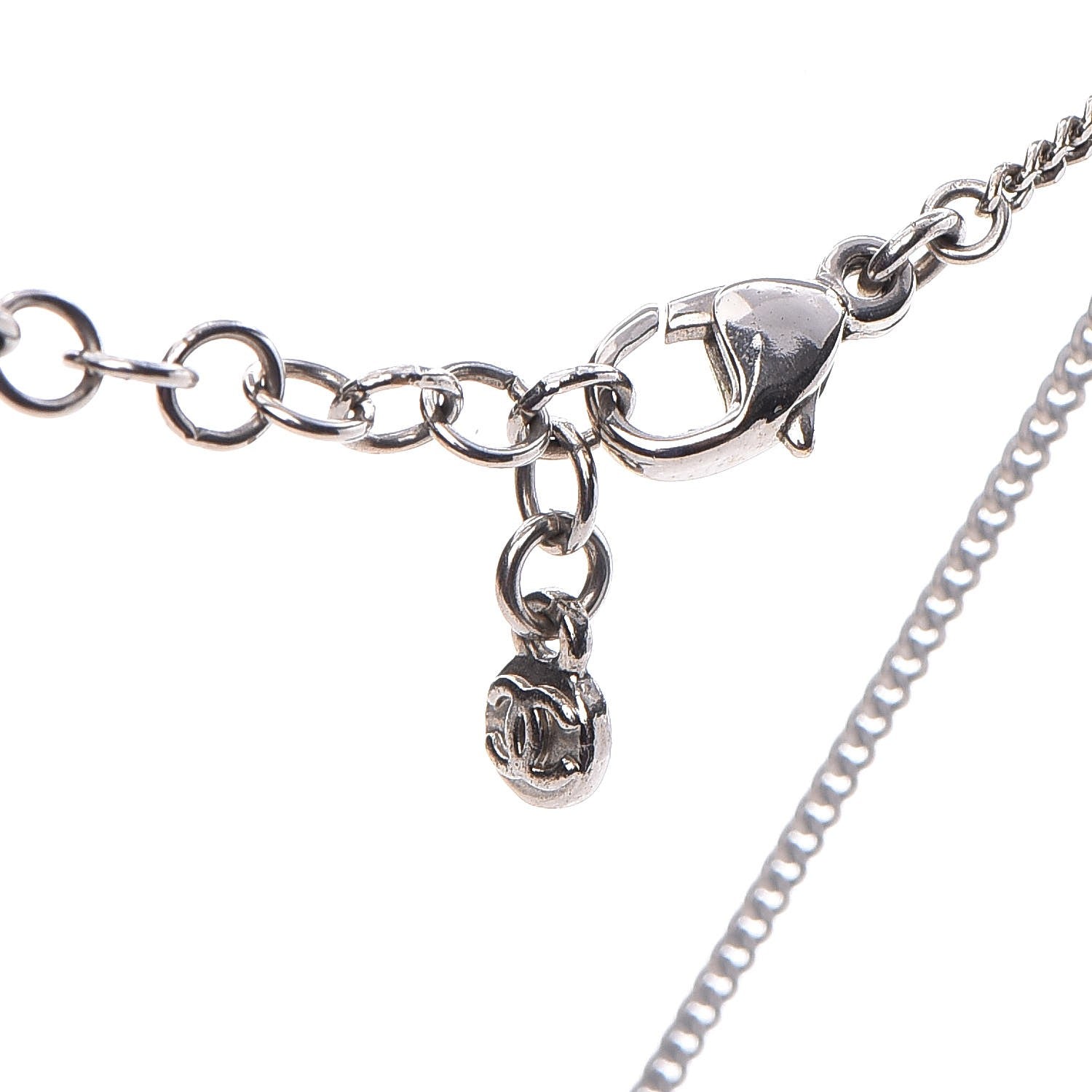 Chanel Crystal CC Necklace Silver 5 of 6