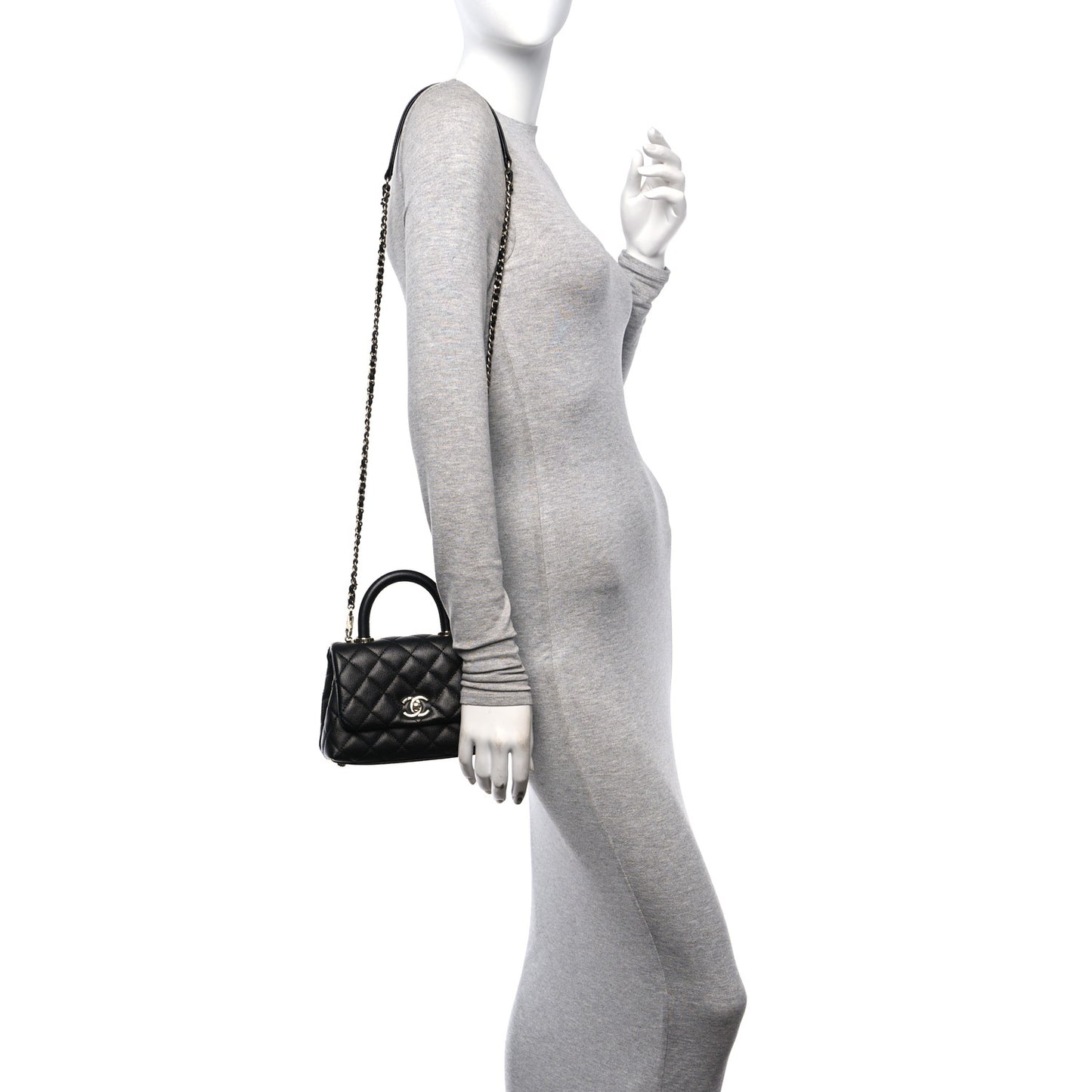 Caviar Quilted Extra Mini Coco Handle Flap Black