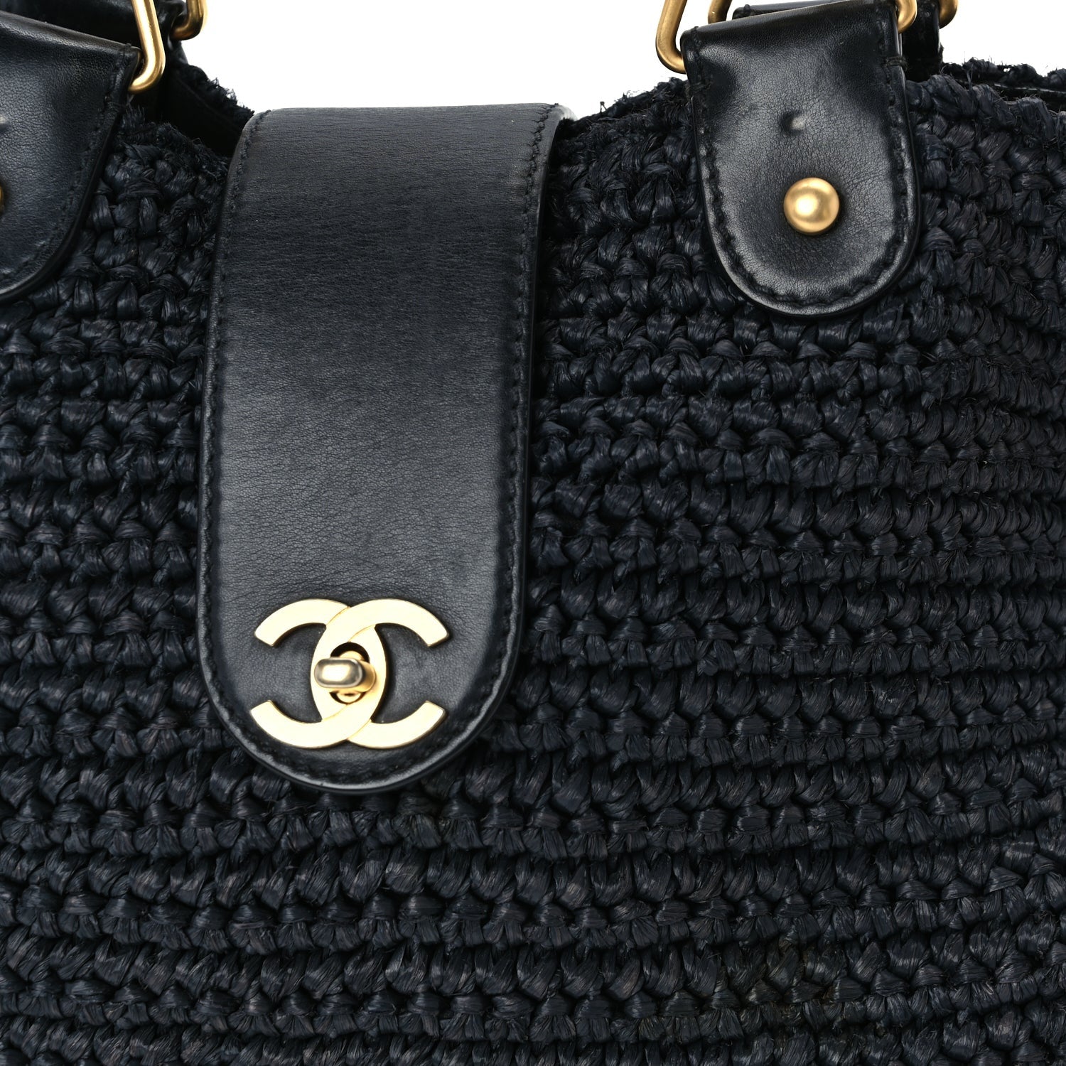 Chanel Straw Raffia Tote Black 7 of 9