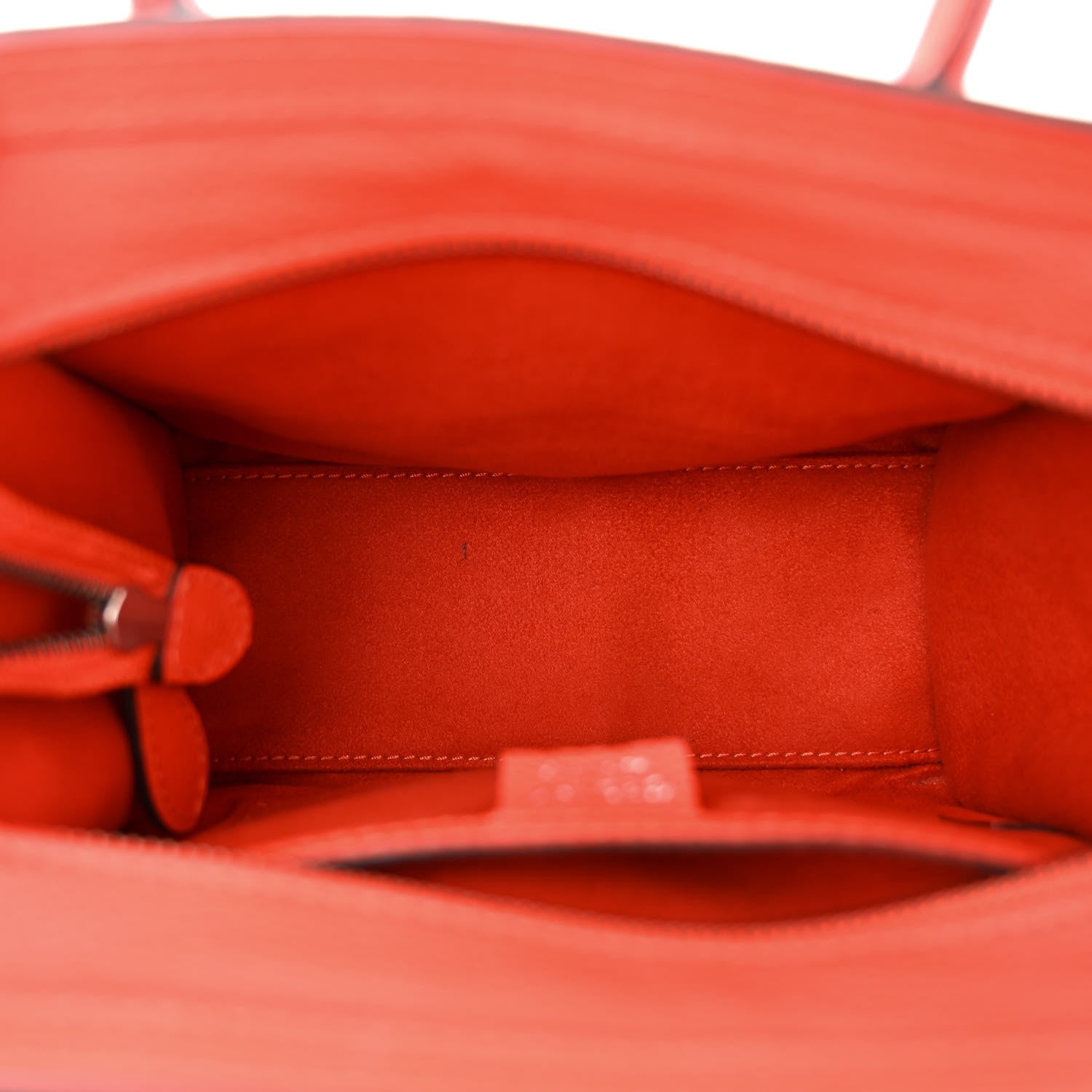 Celine Drummed Calfskin Nano Luggage Vermillion 5 of 11