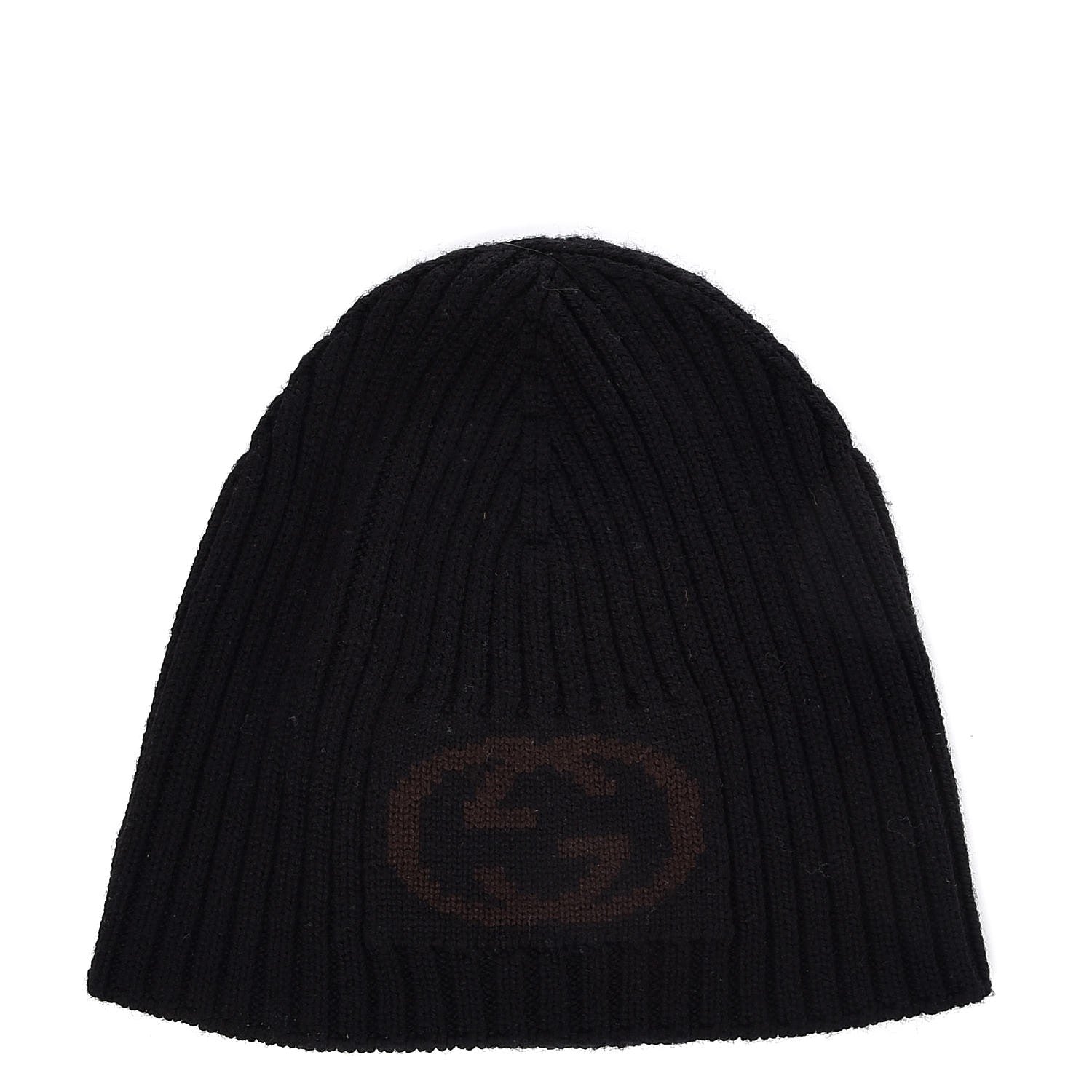 Gucci Wool Interlocking GG Logo Beanie Hat Black 1 of 6