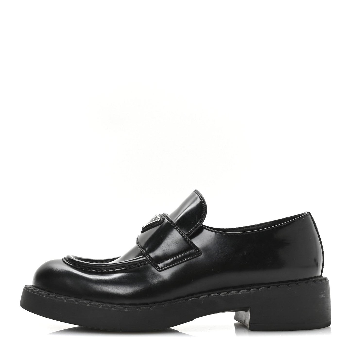Spazzolato Metal Triangle Logo 50mm Loafers 40 Black