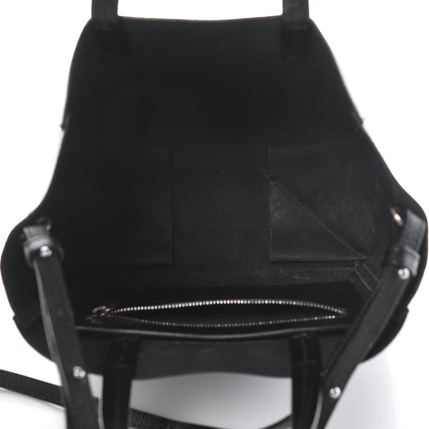 Grained Calfskin Small Vertical Cabas Black