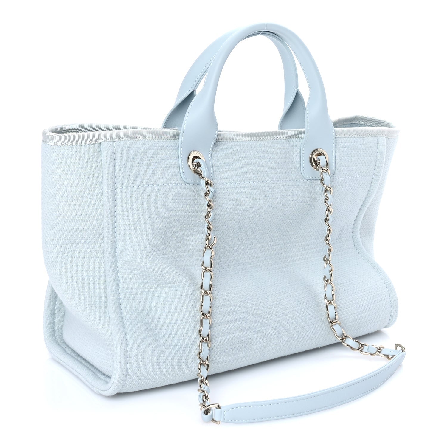 Chanel Mixed Fibers Small Deauville Tote Light Blue 3 of 7