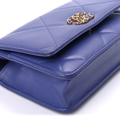 Chanel Lambskin Quilted  19 Wallet On Chain WOC Purple 7 of 8