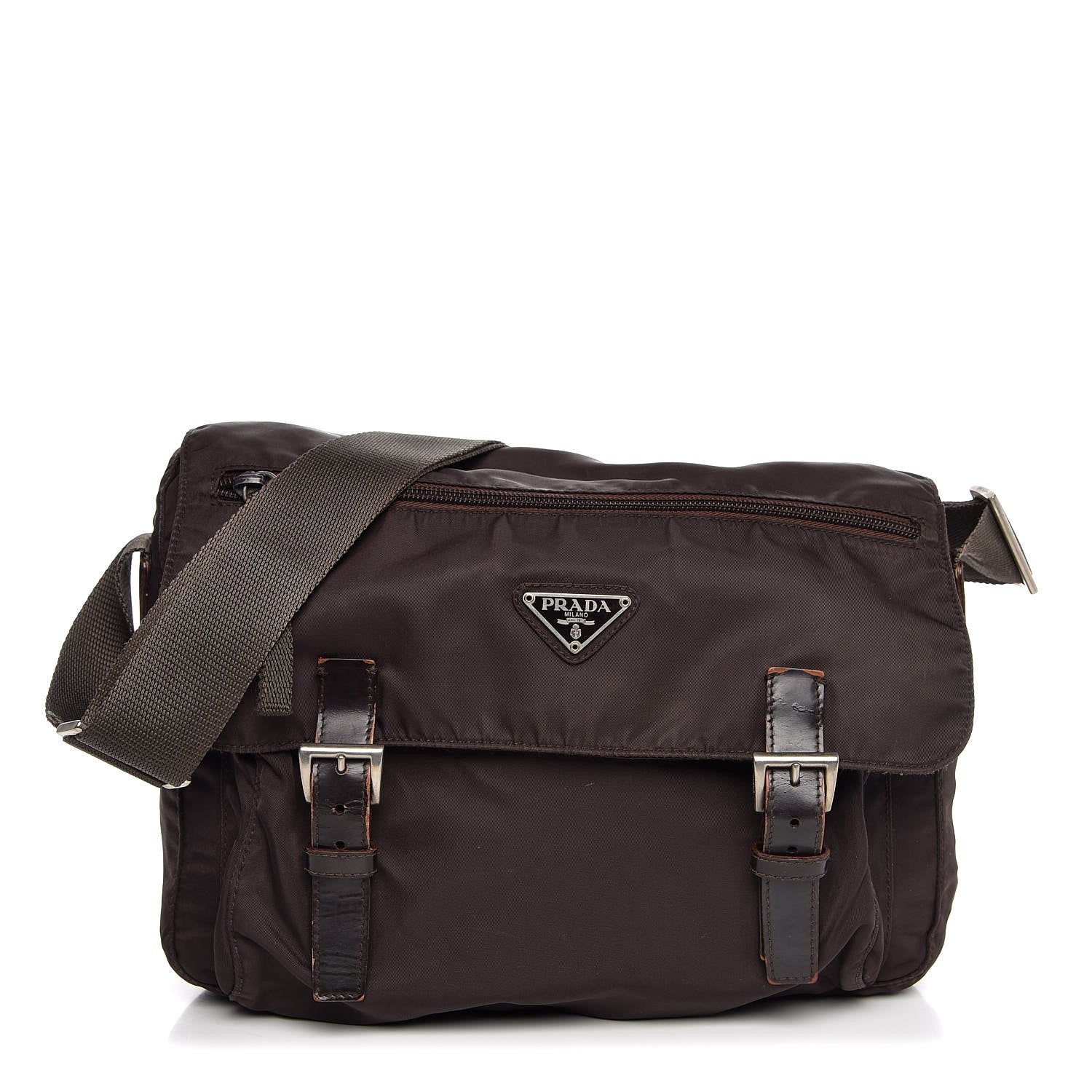 Prada Tessuto Nylon Messenger Bag Brown 1 of 13