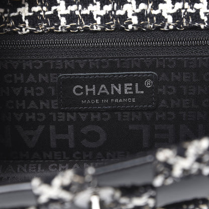 Chanel Tweed Patent Quilted Rectangular Flap Black White 5 of 11