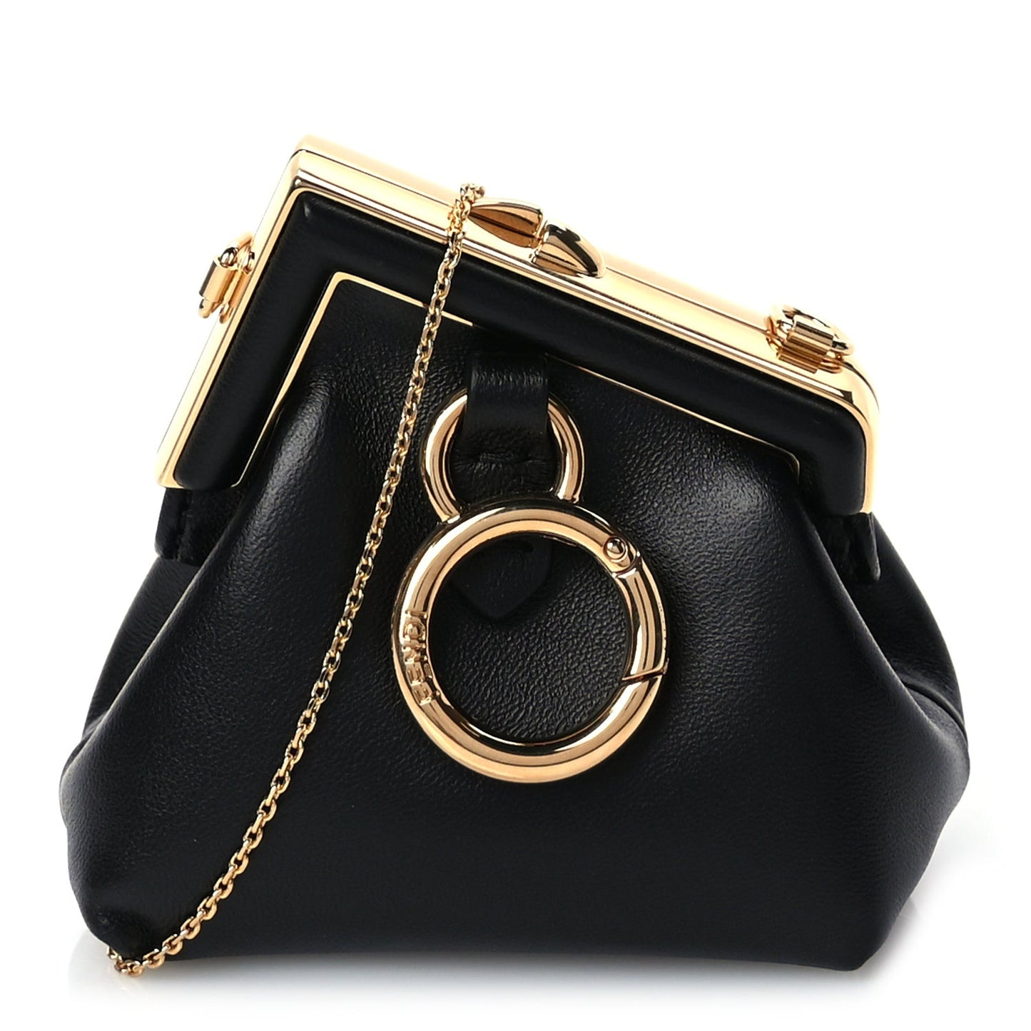FENDI Shiny Nappa Nano  First Bag Charm Black
