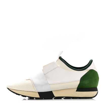 Balenciaga Mesh Calfskin Neoprene Womens Race Runner Sneakers 41 White 1 of 9
