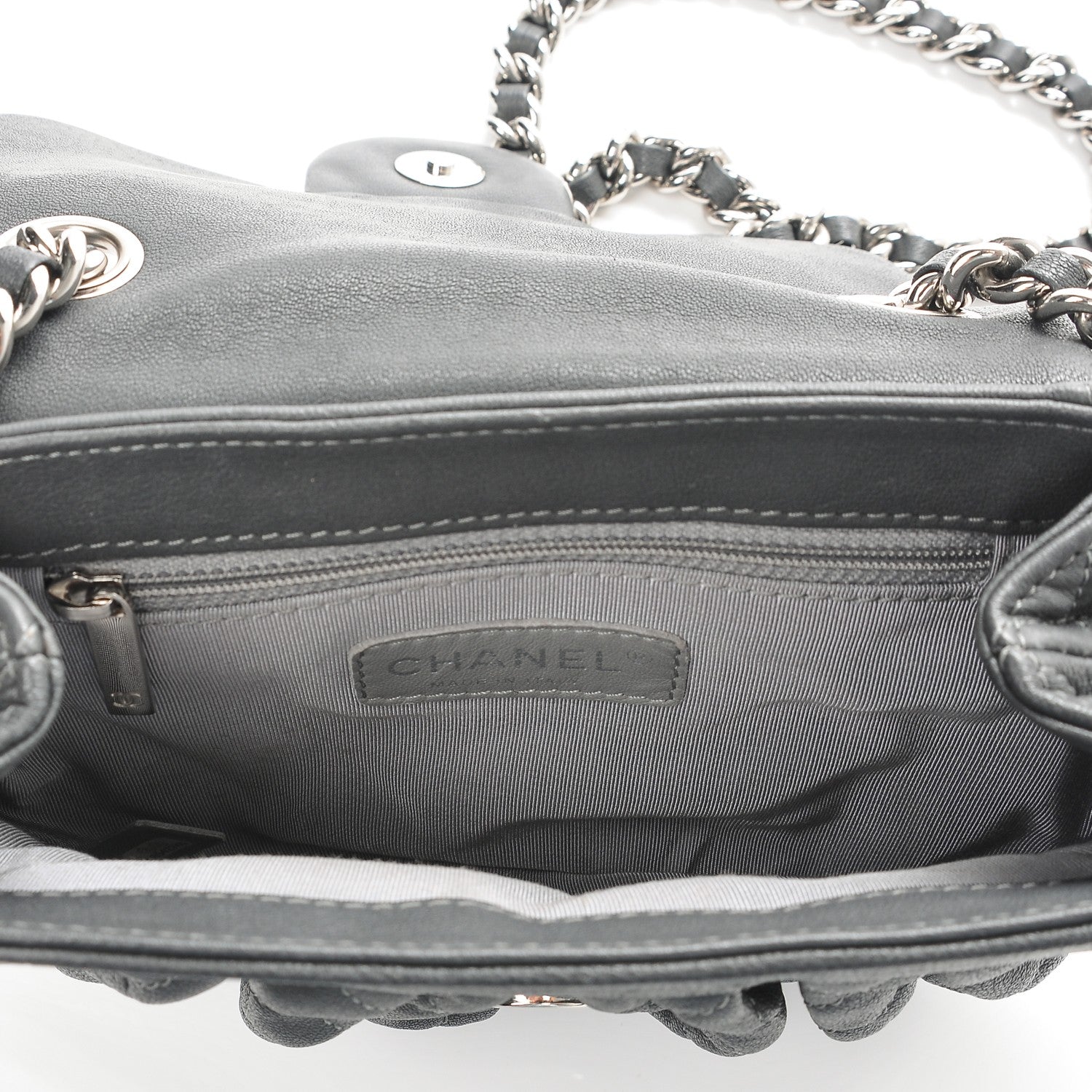 Chanel Washed Lambskin Quilted Mini Chain Around Flap Dark Grey 5 of 7