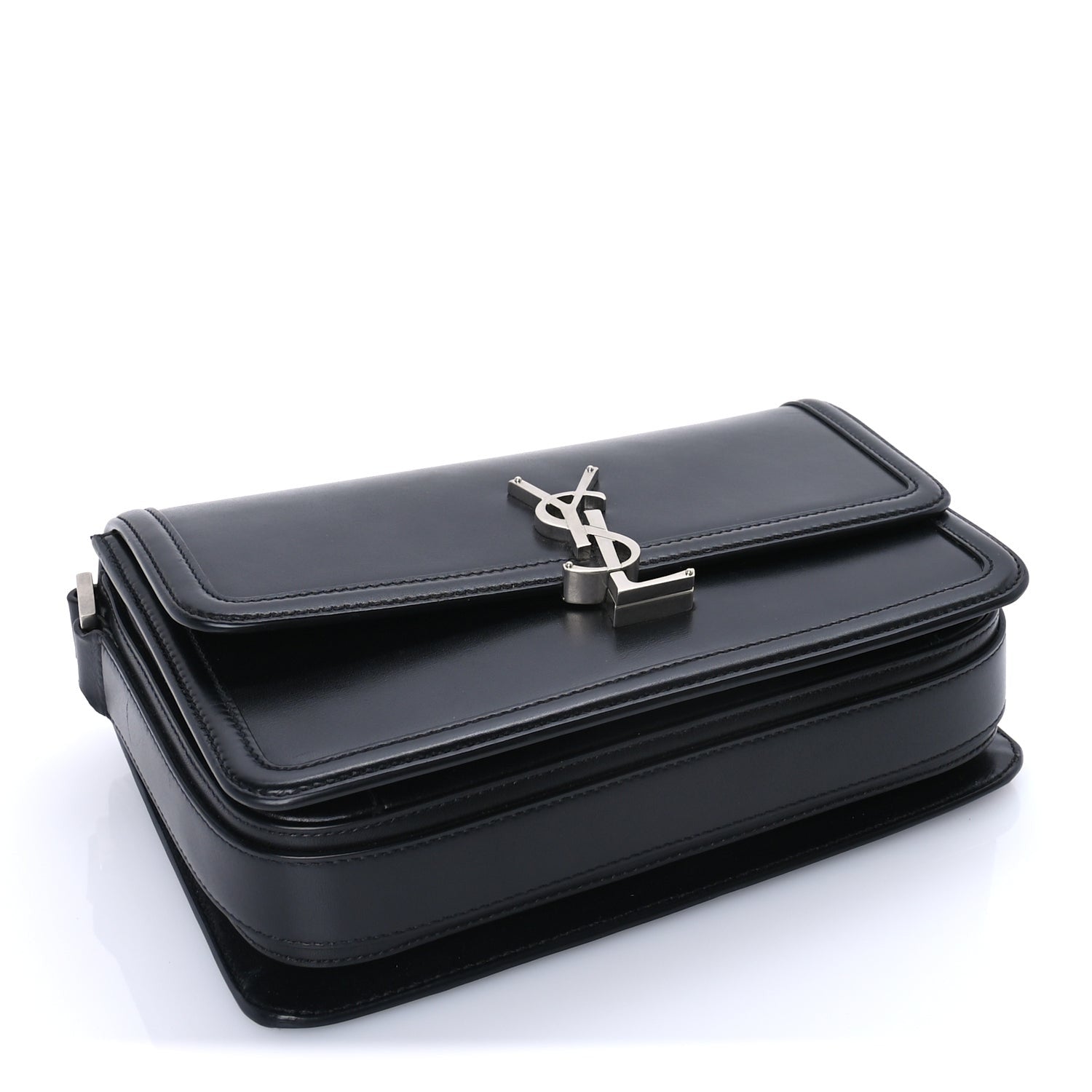 Saint Laurent Box Calfskin Monogram Medium Solferino Satchel  Black 3 of 7