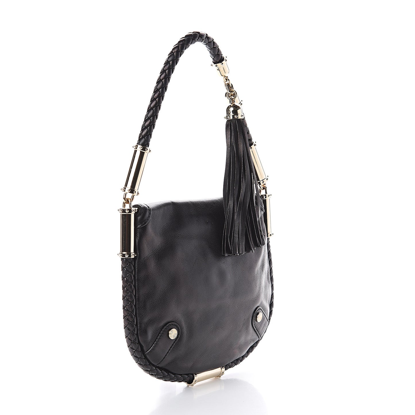 Calfskin Small Britt Tassel Shoulder Bag Black