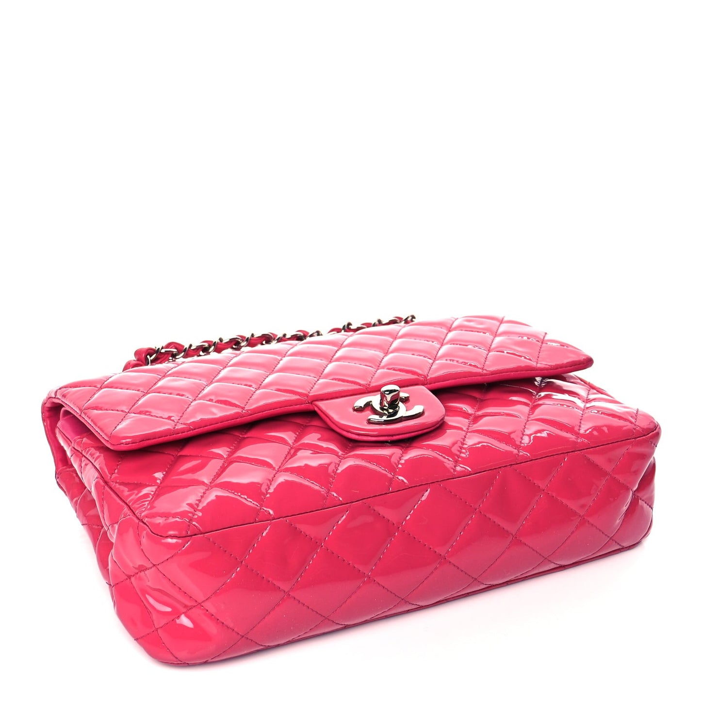 Patent Quilted Medium Double Flap Pink