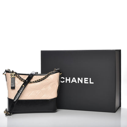 Chanel Aged Calfskin Quilted Medium Gabrielle Hobo Beige Black 8 of 8