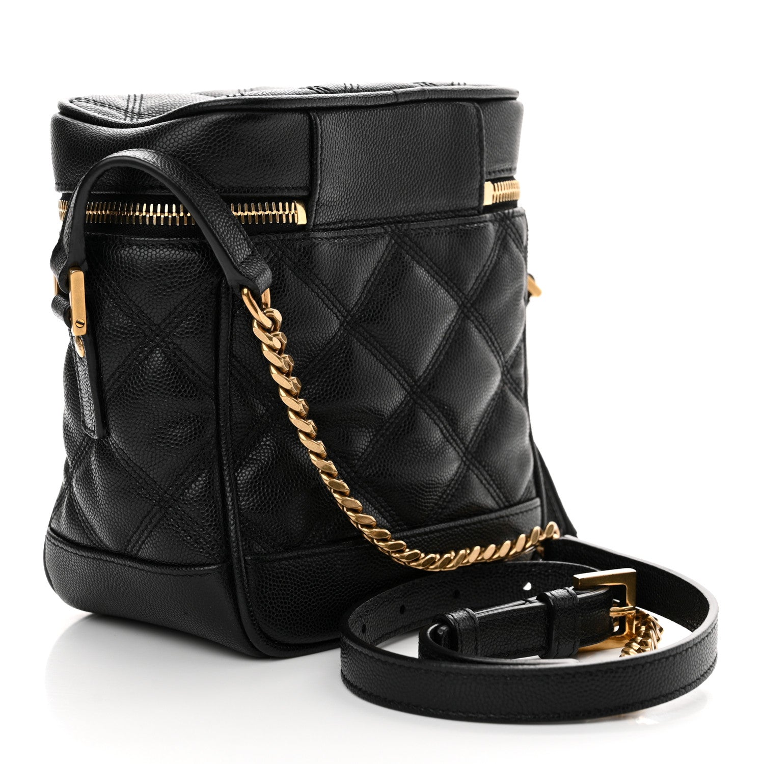 Saint Laurent Grain de Poudre Quilted 80's Vanity Bag Black 3 of 10