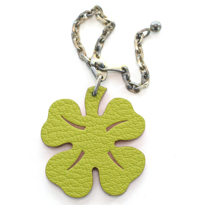 Hermes Chevre Lucky Clover Key Chain Vert Anis Orange 1 of 4