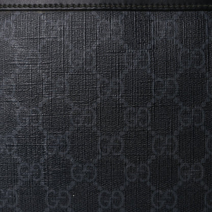 Gucci GG Supreme Monogram Appia Calfskin Web Flat Messenger Bag Black Grey 7 of 9