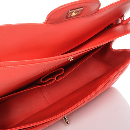 Chanel Lambskin Chevron Quilted Jumbo Double Flap Red 5 of 7