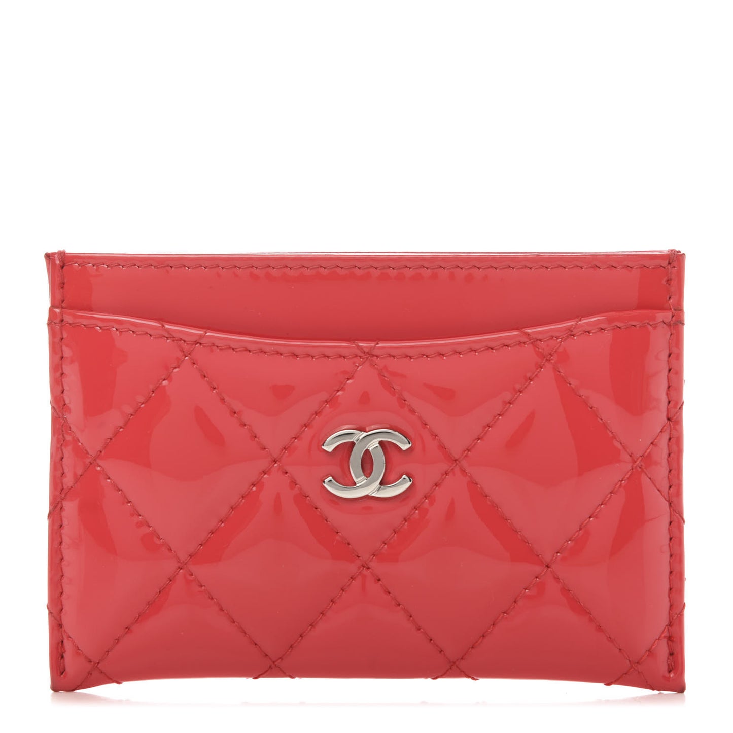 Patent Quilted Card Holder Red
