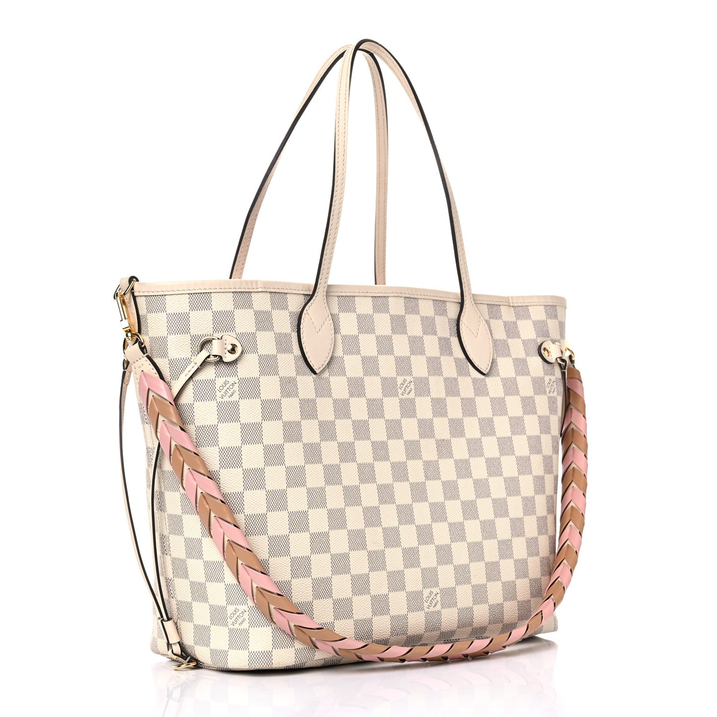 Damier Azur Braided Neverfull MM Pink