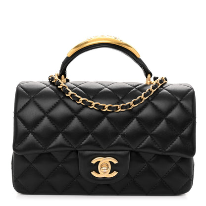 Chanel Lambskin Quilted Metal Mini Top Handle Rectangular Flap Black 1 of 10