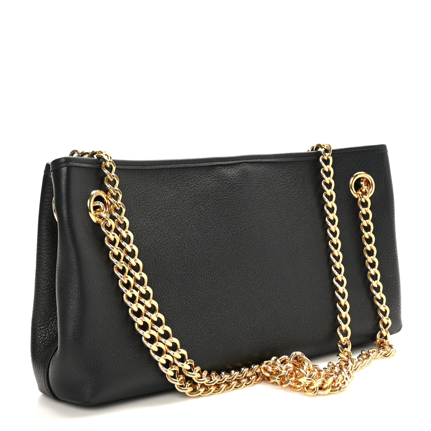 Supple Grained Calfskin Medium Newspaper Bag Black