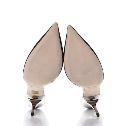 Jimmy Choo Suede Metallic Leather Degrade Anouk Pumps 40 Silver Black 7 of 9
