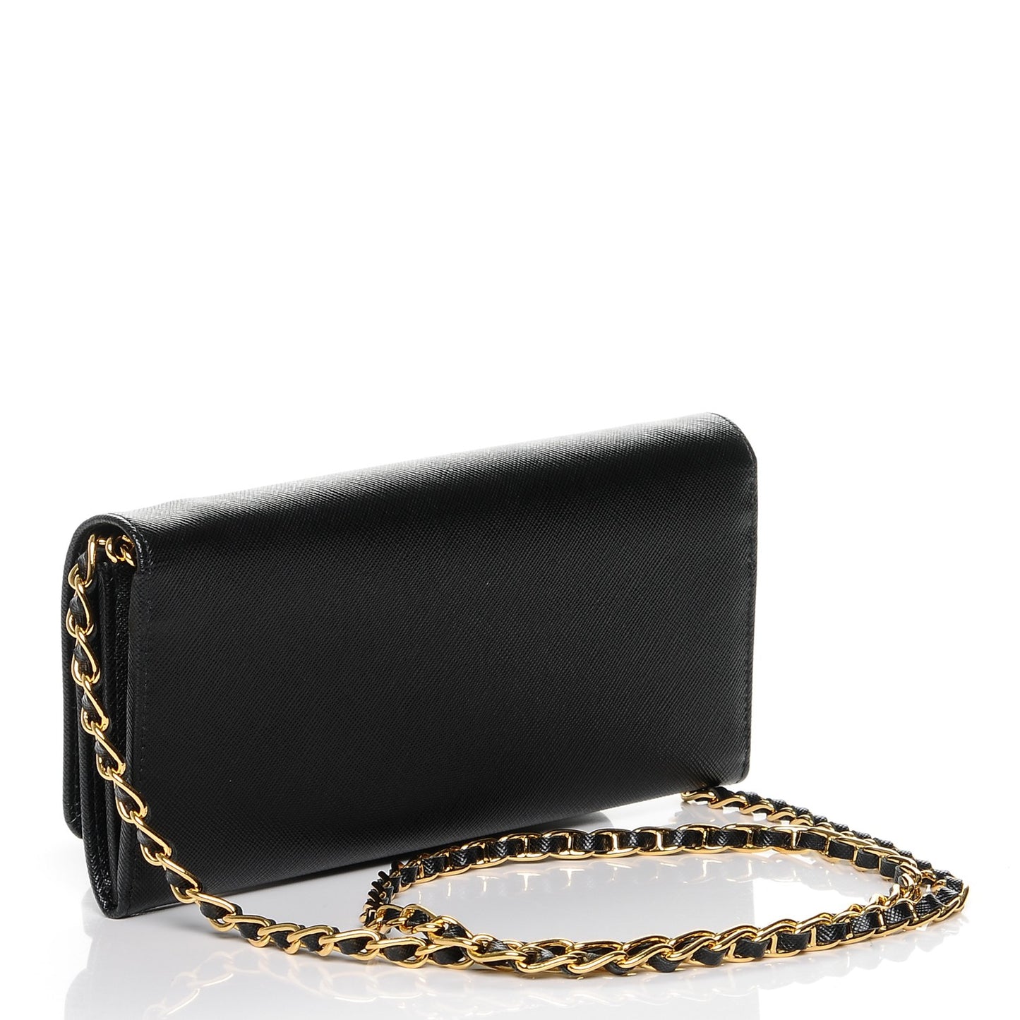 Saffiano Metal Oro Chain Wallet Nero Black