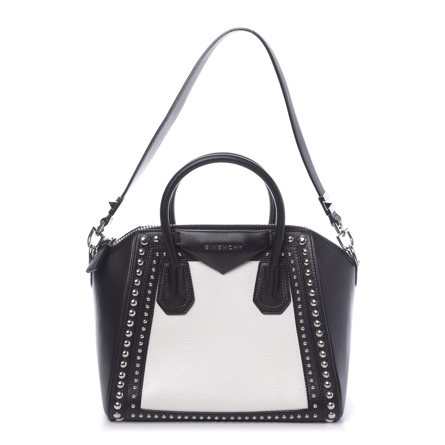 Givenchy Calfskin Small Studded Bi-Color Antigona Black White 1 of 12