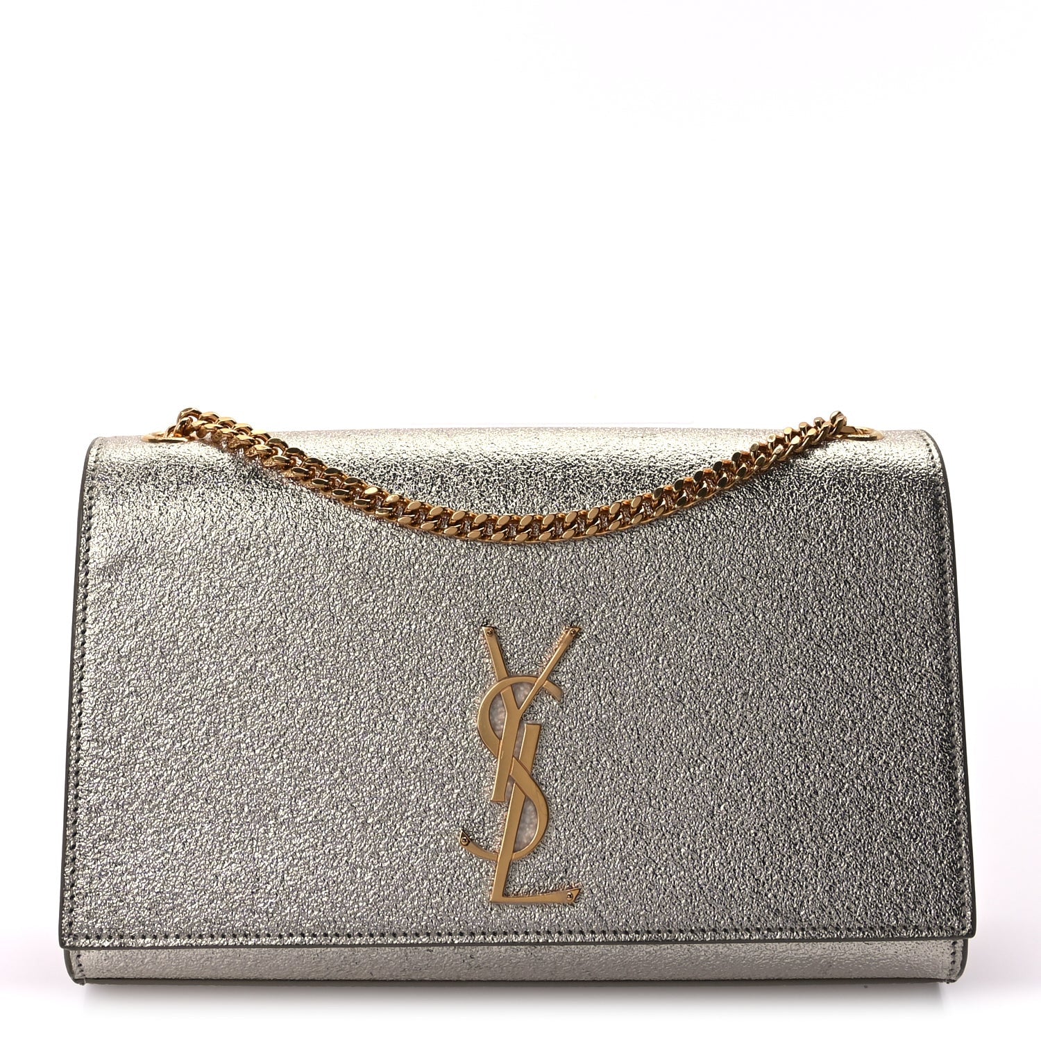 Saint Laurent Metallic Calfskin Medium Classic Monogram Kate Satchel Pale Gold 1 of 8