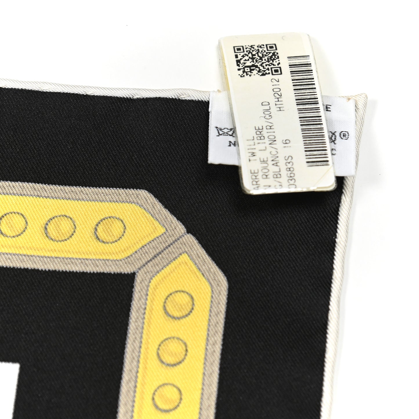 Silk En Roue Libre Scarf 90 White Black Gold