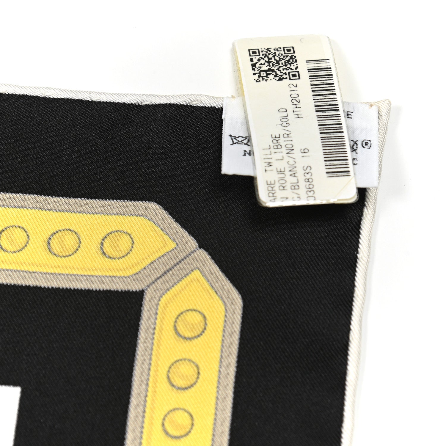 Hermes Silk En Roue Libre Scarf 90 White Black Gold 3 of 5