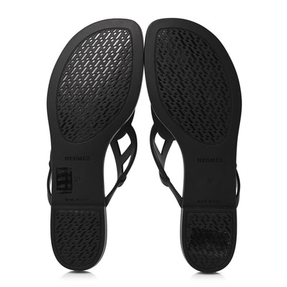 Hermes Rubber Womens Egerie Sandals 39 Black 5 of 9