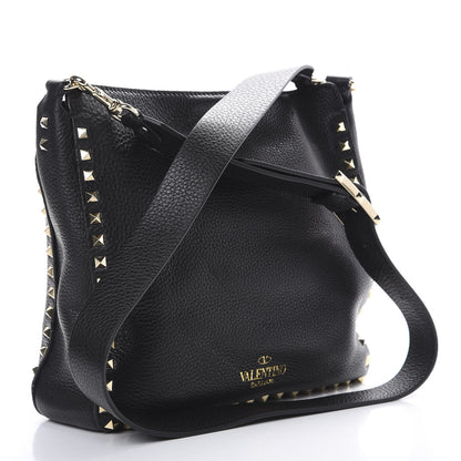 Valentino Garavani Pebbled Calfskin Small Rockstud Flip-Lock Messenger Bag Black 2 of 8