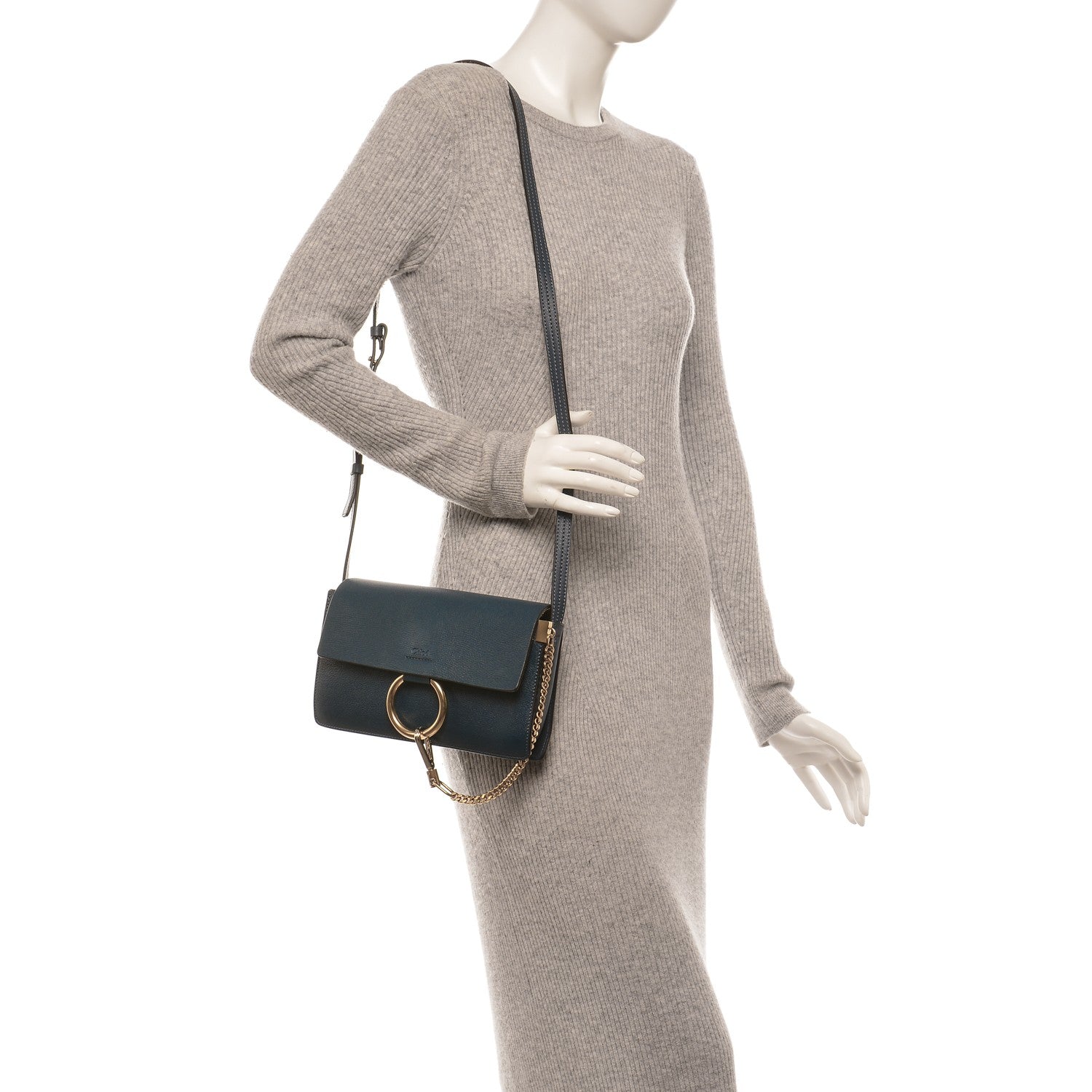 Chloe Calfskin Small Faye Shoulder Bag Denim Blue 2 of 6