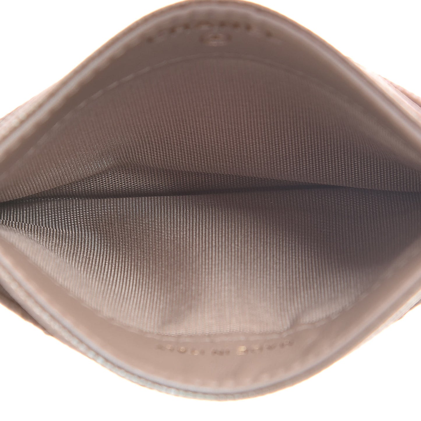 Iridescent Caviar Quilted Card Holder Beige