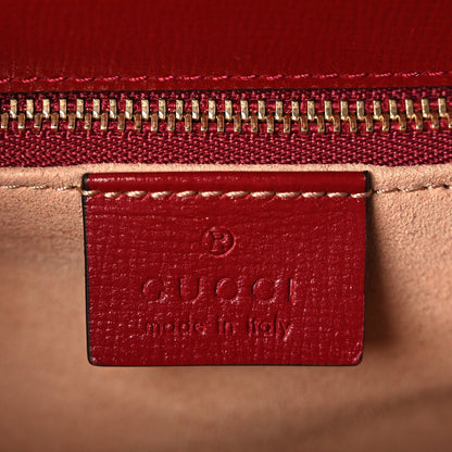 Gucci GG Supreme Monogram Azalea Calfskin Horsebit 1955 Shoulder Bag Beige Ebony New Cherry Red 5 of 9