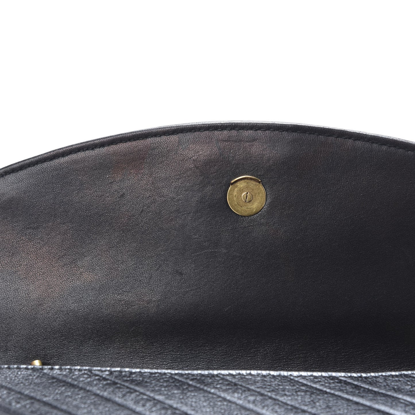 Shiny Goatskin Logo Embossed BB Chain Wallet Black