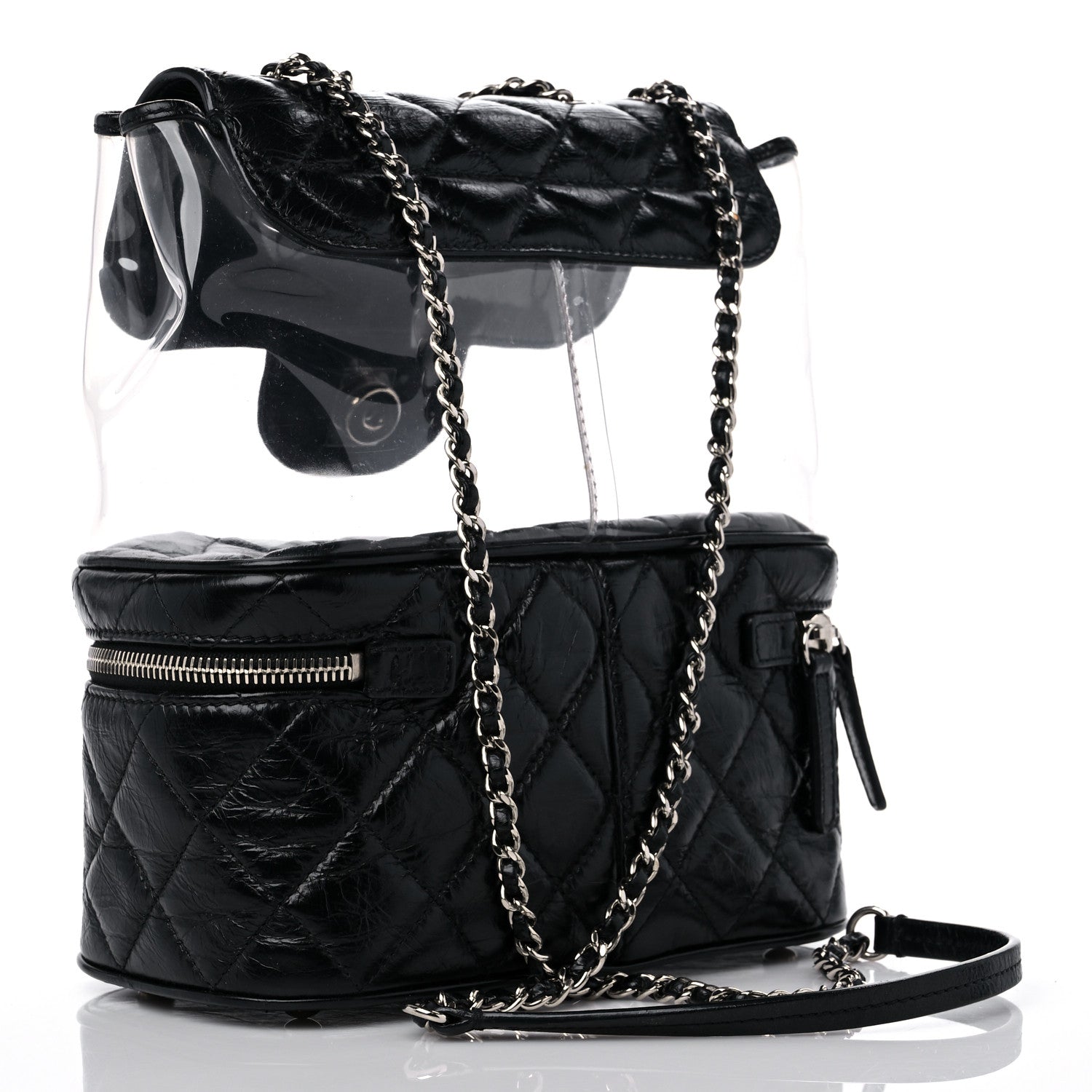 Chanel Crumpled Calfskin PVC Quilted Flap Black 3 of 10