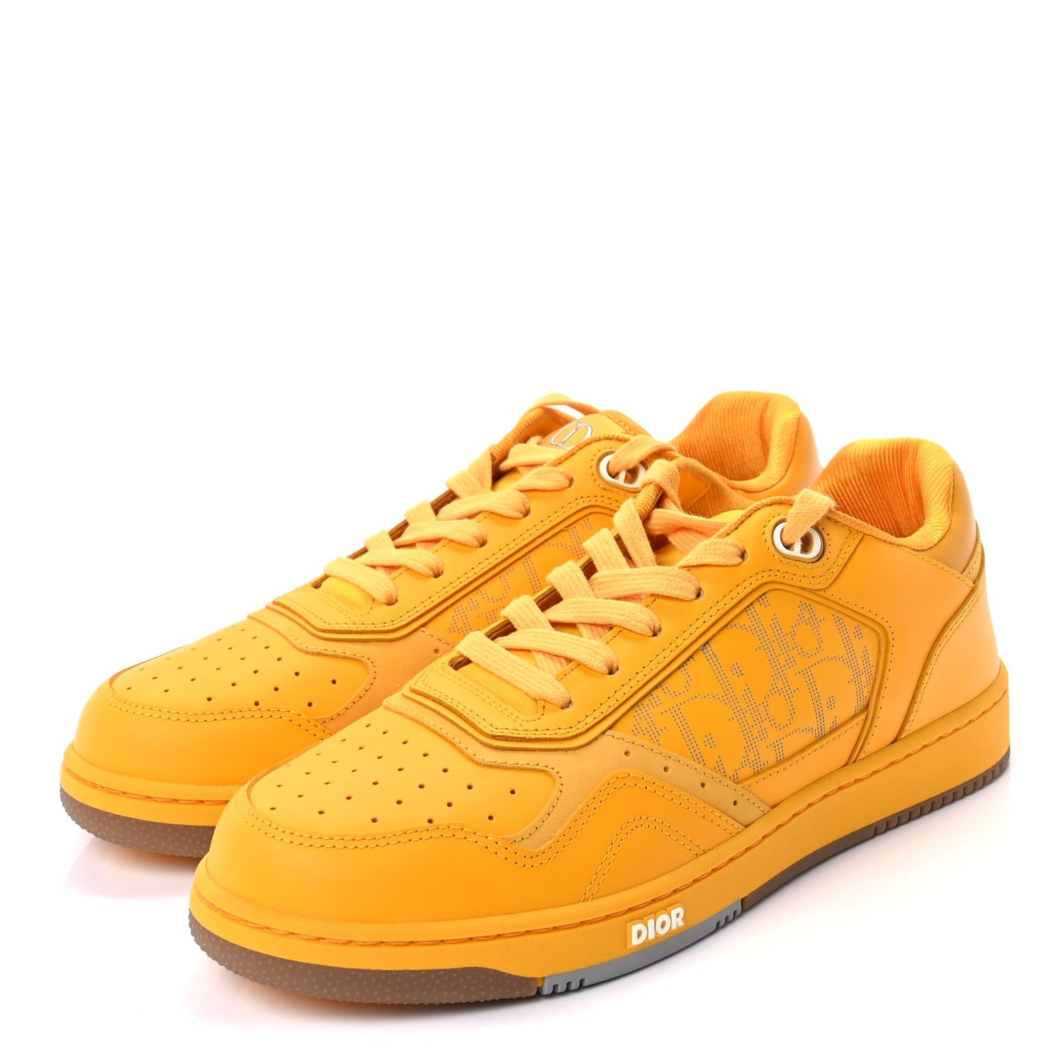 Christian Dior Smooth Calfskin Oblique Galaxy Mens B27 Low Top Sneakers 42  Yellow 4 of 11