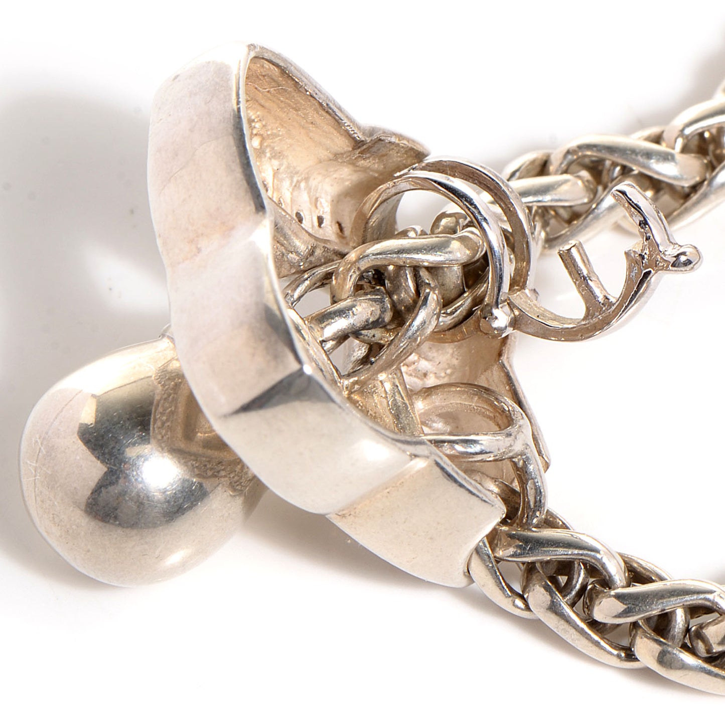 Sterling Silver Diamond Quatrefoil Lariat Wheat Chain Necklace