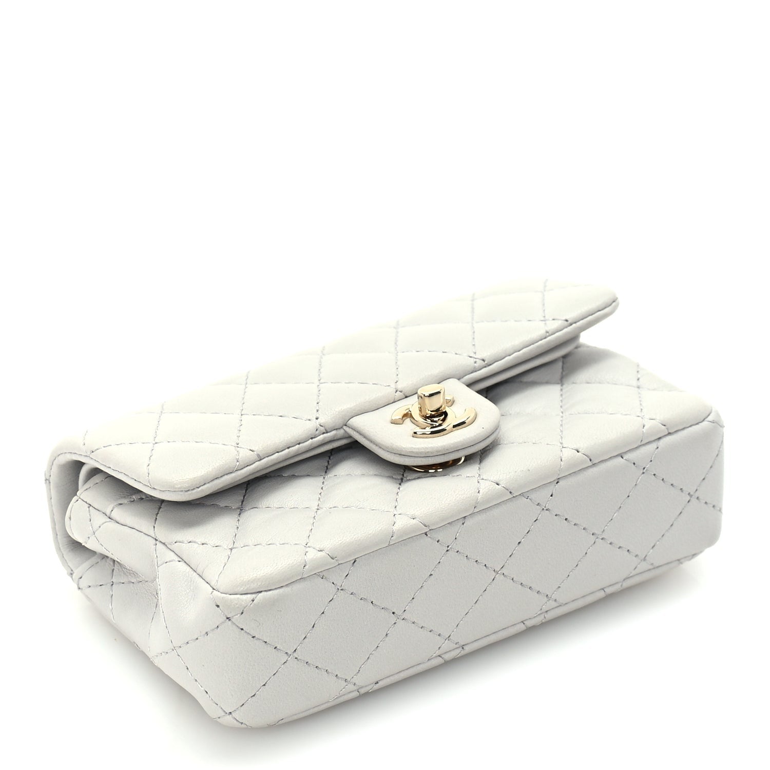 Chanel Lambskin Quilted Mini Flap Bag Charm With Hook  Grey 8 of 9