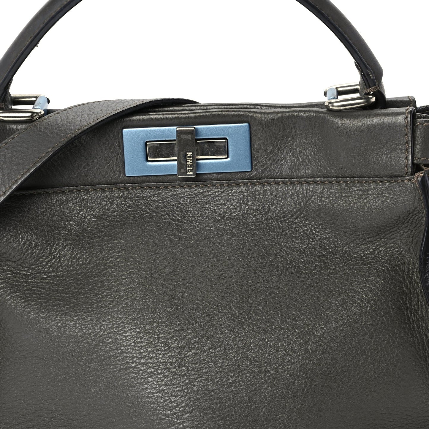 Vitello Seta Shiny Nappa Medium Peekaboo Iconic Satchel  Carbone Grigio Polvere