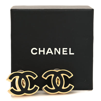 Chanel Enamel CC Clip On Earrings Black Gold 5 of 5