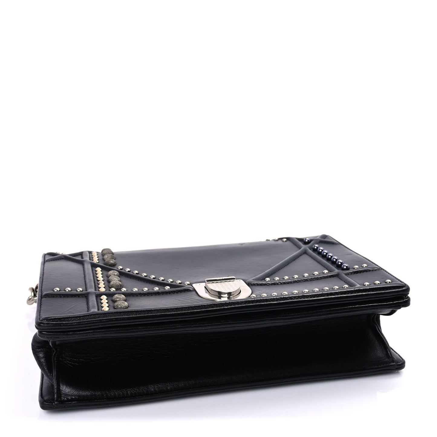 Lambskin Studded Medium Diorama Flap Bag Black Black